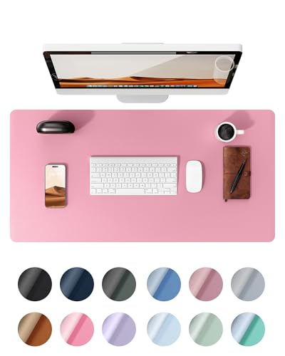 YSAGi Schreibtischunterlage 80x40cm, Premium Leder Mauspad XXL, Rutschfeste Tischunterlage Schreibunterlage, Multifunktionales Office Mousepad Schreibtisch Zubehör für Büro & Homeoffice (Pink) von YSAGi