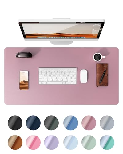 YSAGi Schreibtischunterlage 90x43cm, Premium Leder Mauspad XXL, Rutschfeste Tischunterlage Schreibunterlage, Multifunktionales Office Mousepad Schreibtisch Zubehör für Büro & Homeoffice (Mauve) von YSAGi