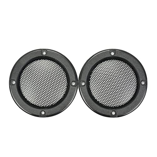 YSANO 2 x 5,1 cm Hochtöner-Lautsprecher-Schutznetz, schwarzer Lautsprecher, dekorativer Kreis mit schützendem schwarzem Stahlgeflecht von YSANO