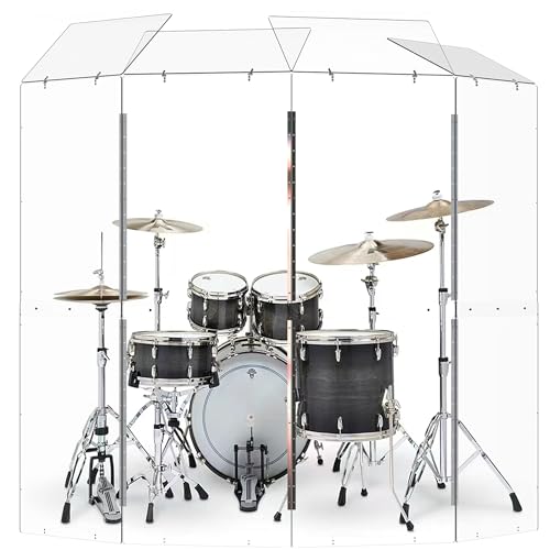 Drum Shield (4 Paneele mit Deflektoren) Konvertiert in 0,6 m x 1,8 m Full-Length Stainless Steel Hinges Drum Cage for Home, Church, Practice & Performances von YSBLHCT