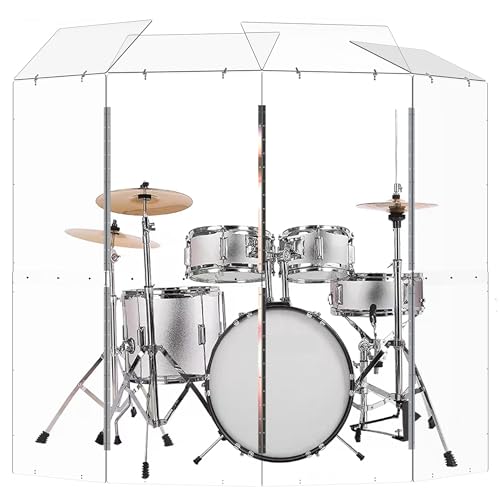 Drum Shield (4 Paneele mit Deflektoren) Konvertiert in 0,6 m x 1,8 m Full-Length Stainless Steel Hinges Drum Cage for Home, Church, Practice & Performances von YSBLHCT