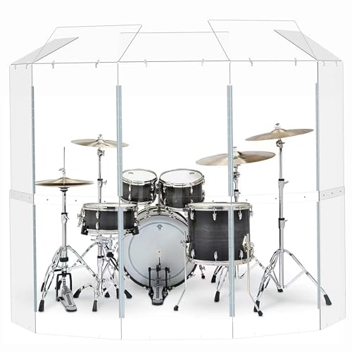 Drum Shield (5 Paneele mit Deflektoren) Konvertiert in 0,6 m x 1,8 m Full-Length Stainless Steel Hinges Drum Cage for Home, Church, Practice & Performances von YSBLHCT