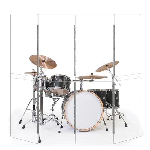 Drum Shield 4 Paneele 0,6 m x 1,5 m – Acryl mit Edelstahlscharnieren – perfekt für Kirchen, Heimpraxis und Live-Auftritte von YSBLHCT