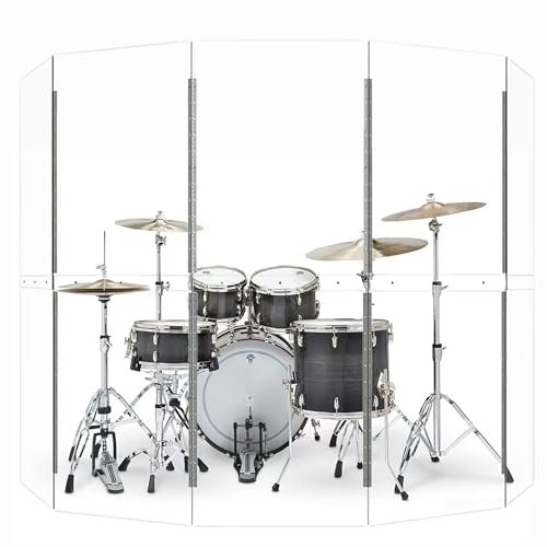Drum Shield 5-Panels 0,6 m x 1,5 m – Acryl mit Edelstahl-Scharnieren – perfekt für Kirchen, Heimpraxis und Live-Auftritte von YSBLHCT