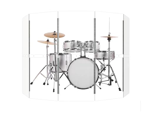 Drum Shield | Tragbarer 5-Panel 0,6 m x 1,5 m Acryl-Schallbarriere | Edelstahl-Scharniere in voller Länge | Schlagzeugkäfig für Zuhause, Kirche, Praxis und Aufführungen von YSBLHCT