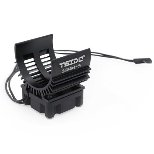 YSIDO 36 mm-S Legierungs-Kühlkörper mit 5–8,4 V Hochgeschwindigkeitslüfter für 1/10 1/12 RC Auto 540 550 gebürsteter Motor F540 3650 3660 Größe bürstenloser Motor LKW Buggy Crawler (schwarz) von YSIDO
