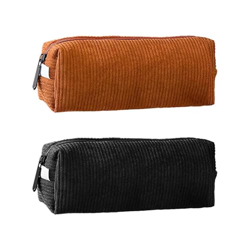 2-Teiliges Cord-Federmäppchen, Einfaches Einfarbiges Federmäppchen, Große Schreibwarentasche, Kosmetiktasche, Federmäppchen Mit Reißverschluss, Mehrzweck-Aufbewahrungstasche von YSJCHEBS
