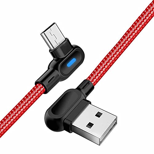 Rechtwinkliges Micro-USB-Kabel mit LED-Licht,superior ZRL® 90-Grad-Ladegerät für Android Nylon Geflochtenes Micro-USB-Ladekabel Kompatibel für Android, Samsung, LG, HTC, Nokia (0,8/3,3/6,6 FT) von YSJJZRL