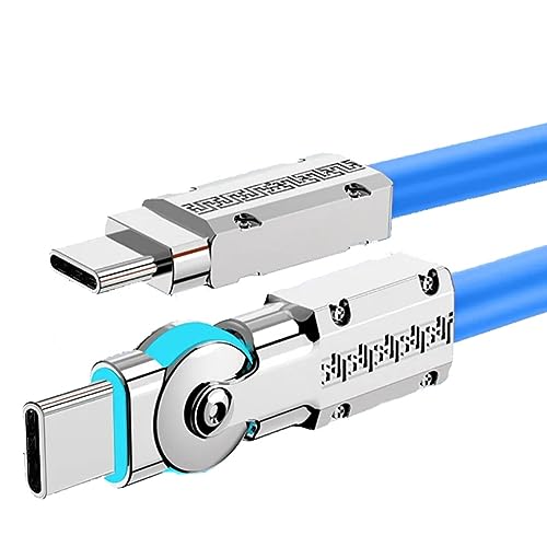 YSJJZRL 180° drehbares Typ-C-zu-Typ-C-Kabel, Flüssigsilikon-PD-6A-Schnellladekabel für Samsung S23 S20 S21 usw (1M,Blau) von YSJJZRL