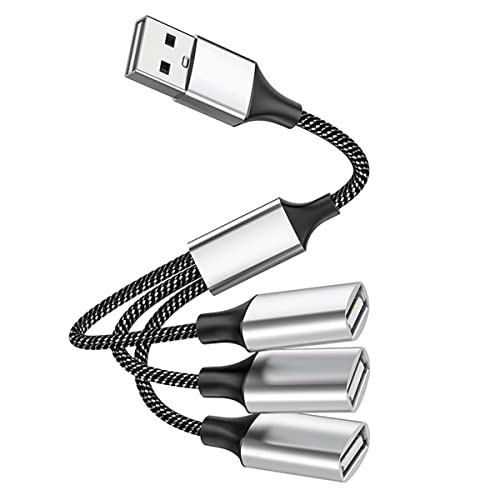 YSJJZRL 20 cm USB-Stecker auf 2/3/4 Buchse Verlängerungskabel Splitter Daten & Ladegerät USB Port Extender Hub für Mac, Auto, Laptop (USB auf 3 USB) von YSJJZRL