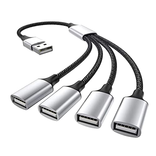 YSJJZRL 20 cm USB-Stecker auf 2/3/4 Buchse Verlängerungskabel Splitter Daten & Ladegerät USB Port Extender Hub für Mac, Auto, Laptop (USB auf 4 USB) von YSJJZRL
