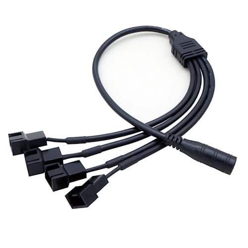 YSJJZRL 37 cm DC 5,5 x 2,1 mm Buchse 1 auf 4 4 Pin/Molex 4 Pin Stecker PC-Gehäuse Lüfter Stromkabel für PC Lüfter etc. (DC 5,5 x 2,1 auf 4 4-polig) von YSJJZRL