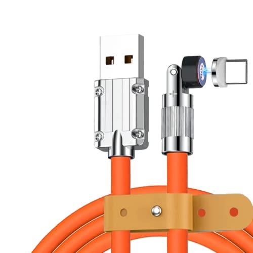 YSJJZRL 540° drehbares magnetisches USB-Typ-C-Kabel, flüssiges Silikon, 120 W, Schnellladekabel für Samsung S20, S22, S21 usw (1,8 Millionen,Orange) von YSJJZRL