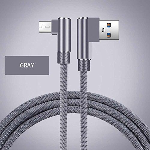 YSJJZRL 90 Grad USB Micro Cable, Superior ZRL® (1M, 2M, 3M) Nylon geflochtenes High Speed Micro USB Kabel schnell Aufladen für Samsung, Kindle, PS4 Nokia, Sony und mehr Android Geräte von YSJJZRL