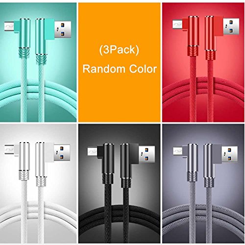 YSJJZRL 90 Grad USB Micro Cable, Superior ZRL® (1M, 2M, 3M) Nylon geflochtenes High Speed Micro USB Kabel schnell Aufladen für Samsung, Kindle, PS4 Nokia, Sony und mehr Android Geräte von YSJJZRL