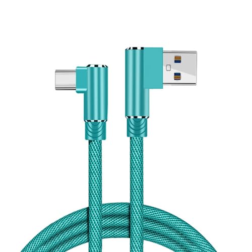 YSJJZRL 90° rechtwinkliges USB-Typ-C-Kabel, USB-auf-Typ-C-Ladekabel, Nylon-geflochtenes USB-Typ-C-Ladekabel (1M,Grün) von YSJJZRL