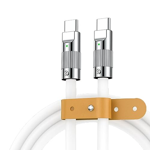 YSJJZRL Flüssigsilikon Typ C auf Typ C Kabel LED 120 W PD Schnellladegerät Datenkabel für Samsung A50 A51 S20 S21 usw (1M,Weiß) von YSJJZRL