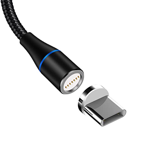 YSJJZRL Magnetisches Ladekabel USB Typ C LED 3A Schnellladung 360° geflochtenes USB Typ C Kabel für Samsung S23 S22 S21 etc (2M,Schwarz) von YSJJZRL
