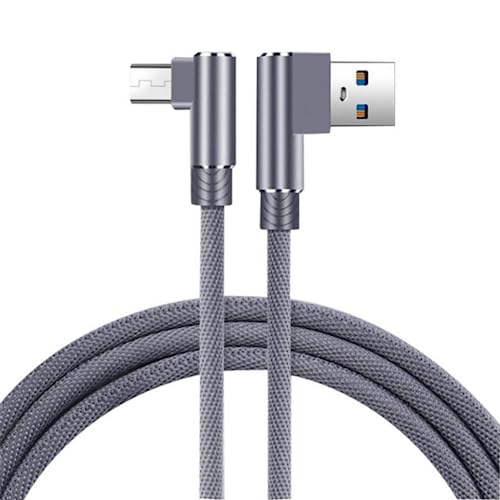 YSJJZRL Micro-USB-Kabel, USB-auf-Micro-USB-Ladekabel, 90° rechtwinkliges Nylon-geflochtenes Micro-USB-Ladekabel (1M,Grau) von YSJJZRL