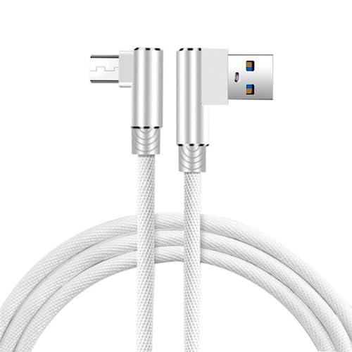 YSJJZRL Micro-USB-Kabel, USB-auf-Micro-USB-Ladekabel, 90° rechtwinkliges Nylon-geflochtenes Micro-USB-Ladekabel (3M,Weiss) von YSJJZRL