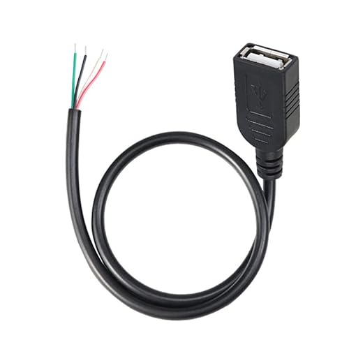 YSJJZRL USB 2.0 Stecker/Buchse auf blankes Kabel, offenes Ende, 5 V, 4 Kerne, Power Pigtail, Reparaturzinn am Schwanz, Kabel, DIY (2M,USB-Buchse) von YSJJZRL