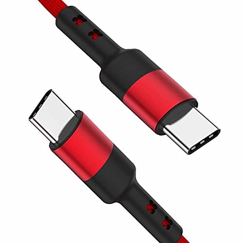 YSJJZRL USB-C-auf-USB-C-Kabel, (0.3M) PD 60 W Schnellladegerät USB Typ C geflochtenes Kabel Kompatibel mit Samsung Galaxy S21 S21+ S20+ S10 Note 20 Ultra 10 und mehr (Rot) von YSJJZRL