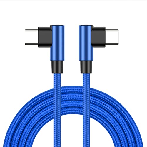 YSJJZRL USB C auf USB C Nylon geflochtenes Kabel 90 Grad Doppelwinkel 60W 3A PD Schnellladekabel für Samsung Galaxy S20, Pixel, LG Tablet etc (2M,Blau) von YSJJZRL