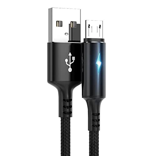 YSJJZRL USB Micro Kabel, USB A auf USB Micro LED 2A Schnellladung Geflochtenes Ladekabel Kompatibel mit Samsung Galaxy S7 Edge S6 etc (1,2 Mio,Schwarz) von YSJJZRL