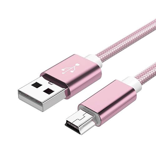 YSJJZRL USB-Mini-Kabel, Mini-zu-USB-Ladekabel für schnelle Datenübertragungen, für MP3-MP4-Player, Auto-DVR, GPS usw (1M,Rosa) von YSJJZRL