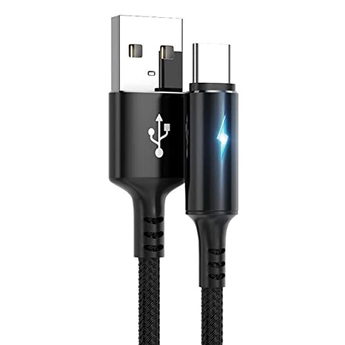 YSJJZRL USB Typ C Kabel, USB A auf USB C LED 2A Schnellladung Geflochtenes kompatibles Ladekabel mit Samsung Galaxy S10 S9 S8 Plus, Note 9 8 (2M,Schwarz) von YSJJZRL