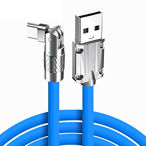 YSJJZRL USB Typ C Kabel 120W 6A LED 180° Drehung Schnellladung USB Typ C Kabel für Samsung Galaxy S23 S22 S9 Note 9 etc (1,8 Mio,Blau) von YSJJZRL