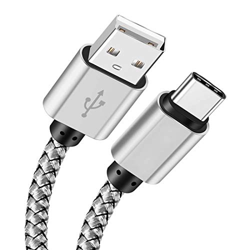 YSJJZRL USB Typ C Kabel 2 Pack USB C Kabel Nylon Geflochtenes Ladekabel (USB 2.0) Kompatibel mit Samsung Galaxy S10 S9 Note 9 8 S8 Plus,LG V30 V20 G6 G5,Google Pixel (Silver) 10ft von YSJJZRL