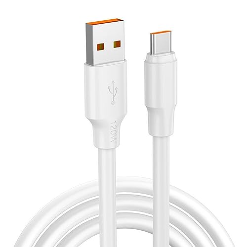 YSJJZRL Weißes Dickes Draht-USB-Typ-C-Kabel 120W 6A Schnellladegerät-Datenkabel für Samsung S10 S20 S23+ A50 A51 usw (1,5 Millionen) von YSJJZRL