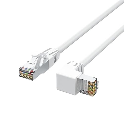 YSJJZRL Weißes RJ45-Cat6-Ethernet-Kabel nach Oben/unten/Links/rechts, 90-Grad-RJ45-Cat-6-Internetkabel (1M,Hoch) von YSJJZRL