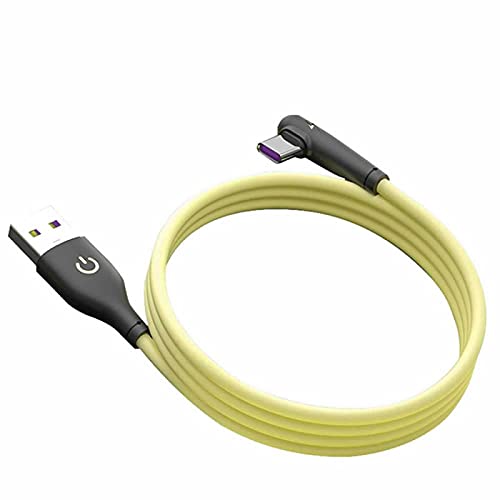 YSJJZRL rechtwinkliges Typ C-Kabel, 3.3ft 90-Grad-USB C-Kabel Schnellladekabel Datensynchronisationskabel für Samsung Galaxy S20 S10 S9 S8, Hinweis 9/8, A40 A50 A70 und mehr (Gelb) von YSJJZRL