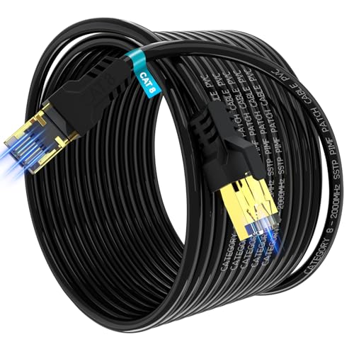 YSONG Cat 8 Network Cable LAN Cable 10m, Hochgeschwindigkeits-40 Gbit/s, 2000 MHz, 26 AWG, vergoldetes RJ45-Kabel, UV-beständig, für PC/Modem/Router/Spiele, schneller als Cat7/Cat6/Cat5 YSONG Cat 8 Network Cable LAN Cable 10m, Hochgeschwindigkeits-40 Gbit/s, 2000 MHz, 26 AWG, vergoldetes RJ45-Kabel, UV-beständig, für PC/Modem/Router/Spiele, schneller als Cat7/Cat6/Cat5 von YSONG