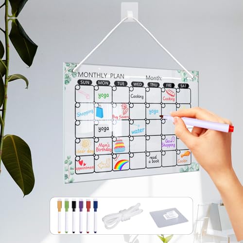 YSOOUA Wochenplaner Abwischbar Wochenplaner aus Acrylglas für Haushaltsplan 30 x 20CM Memoboard mit 6 Whiteboard-Stift Haushaltsplan zum Aufhängen To Do Liste für den Haushalt(B) von YSOOUA