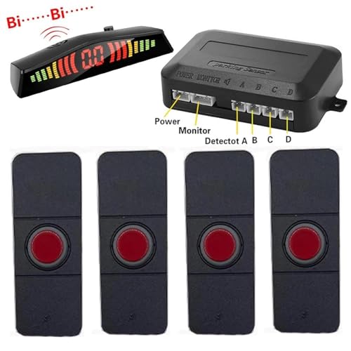 Sensoren RüCkfahrhilfe 13mm Parkplatz Sensor Park Tronic Kit Mit Schalter Mit Bildschirm Umkehr Radare Detektor Alarm Parkplatz RüCkfahrwarner(Rot) von YSQIFBABD