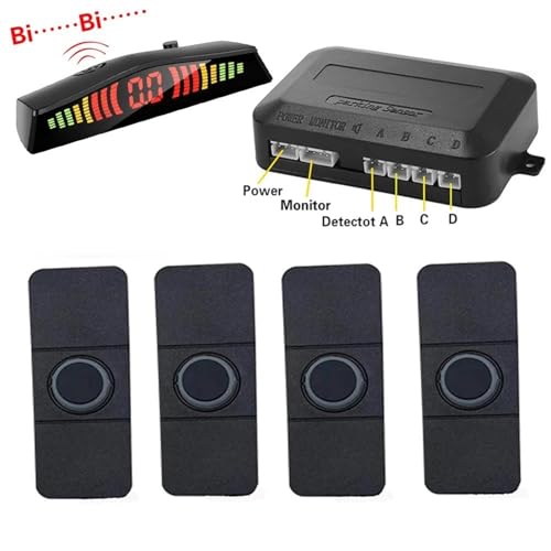 Sensoren RüCkfahrhilfe 13mm Parkplatz Sensor Park Tronic Kit Mit Schalter Mit Bildschirm Umkehr Radare Detektor Alarm Parkplatz RüCkfahrwarner(Schwarz) von YSQIFBABD