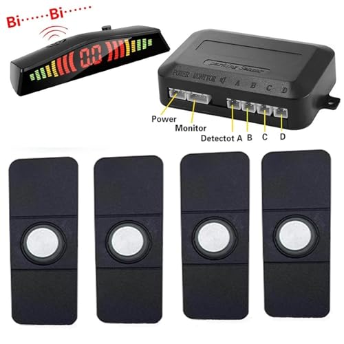 Sensoren RüCkfahrhilfe 13mm Parkplatz Sensor Park Tronic Kit Mit Schalter Mit Bildschirm Umkehr Radare Detektor Alarm Parkplatz RüCkfahrwarner(Silber) von YSQIFBABD