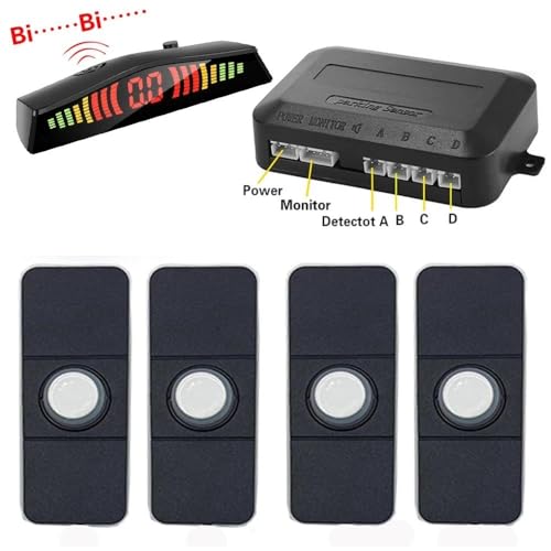 Sensoren RüCkfahrhilfe 13mm Parkplatz Sensor Park Tronic Kit Mit Schalter Mit Bildschirm Umkehr Radare Detektor Alarm Parkplatz RüCkfahrwarner(Weiss) von YSQIFBABD