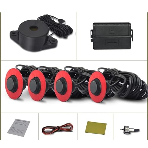 Sensoren RüCkfahrhilfe 16,5mm Parkplatz Sensoren Backup Radar Flugzeug 4 Reverse Hilfe Parktronic Für Stoßstange Einstellbare Tiefe RüCkfahrwarner(Matte Black) von YSQIFBABD