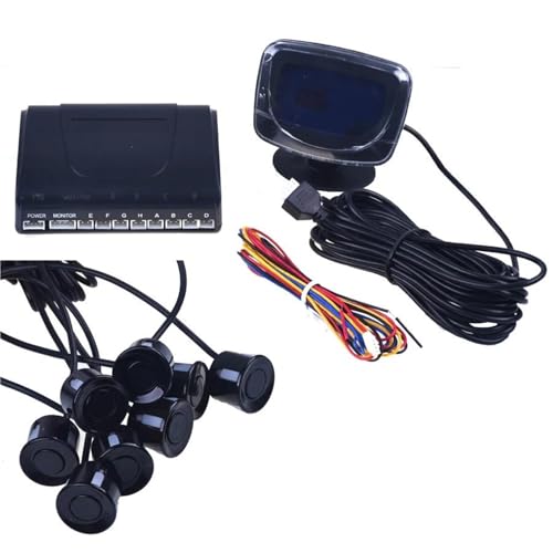 Sensoren RüCkfahrhilfe 1Set Auto Parkplatz Sensor Kit Display 4 Sensoren Für Alle Autos Reverse Assistance Backup Radar Monitor RüCkfahrwarner(8 Black) von YSQIFBABD