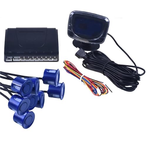 Sensoren RüCkfahrhilfe 1Set Auto Parkplatz Sensor Kit Display 4 Sensoren Für Alle Autos Reverse Assistance Backup Radar Monitor RüCkfahrwarner(8 Blue) von YSQIFBABD