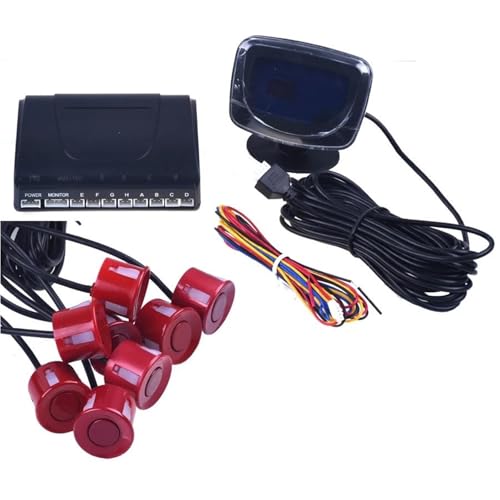 Sensoren RüCkfahrhilfe 1Set Auto Parkplatz Sensor Kit Display 4 Sensoren Für Alle Autos Reverse Assistance Backup Radar Monitor RüCkfahrwarner(8 red) von YSQIFBABD
