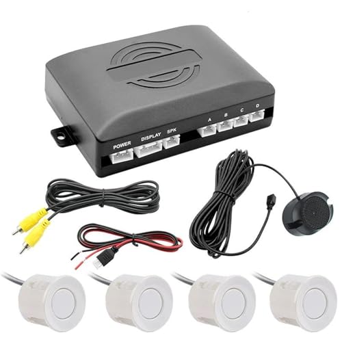Sensoren RüCkfahrhilfe 22mm AHD Parkplatz Sensor Sicherheit Reverse Backup Unterstützung Radar Auto Zubehör Für AHD Monitor Display RüCkfahrwarner(Weiss) von YSQIFBABD