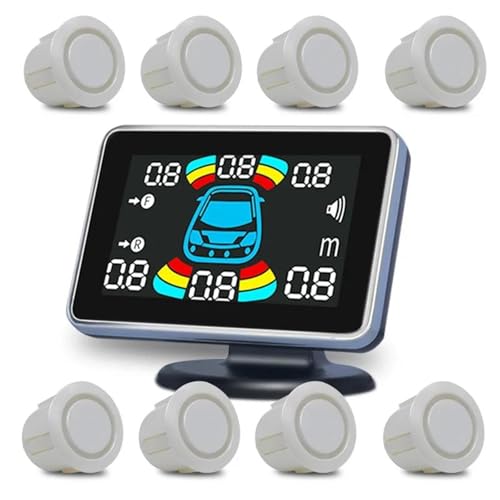 Sensoren RüCkfahrhilfe 8 Einparkhilfe-Sensor-Auto-Rückfahr-Backup-Radar-Elektronik Hinten Auto-Detektor Backing Assistance Kit Summer RüCkfahrwarner(Silber) von YSQIFBABD