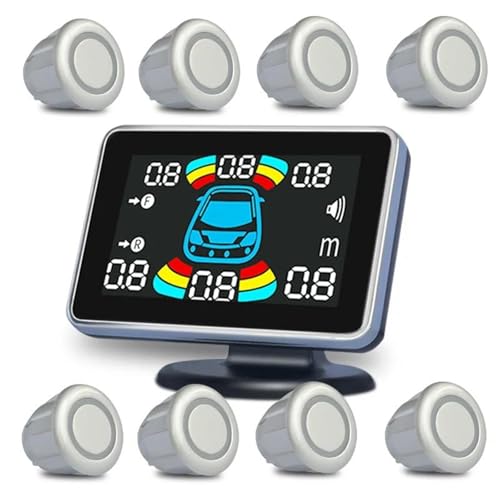 Sensoren RüCkfahrhilfe 8 Einparkhilfe-Sensor-Auto-Rückfahr-Backup-Radar-Elektronik Hinten Auto-Detektor Backing Assistance Kit Summer RüCkfahrwarner(Weiss) von YSQIFBABD