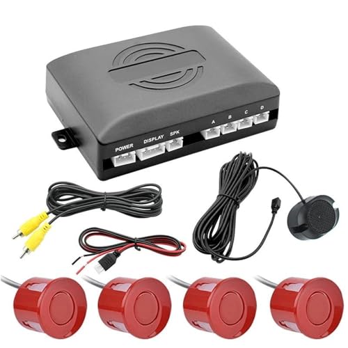 Sensoren RüCkfahrhilfe AHD Auto Video Parkplatz Sensor Reverse Backup Radar Unterstützung Detektor Für Monitor Kamera RüCkfahrwarner(Rot) von YSQIFBABD
