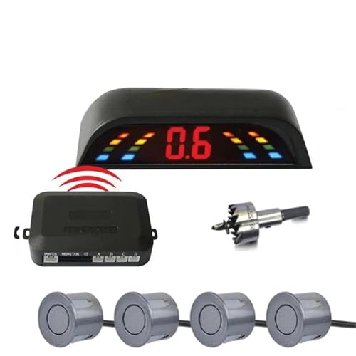 Sensoren RüCkfahrhilfe Auto Auto Parktronic Parkplatz Sensor Mit 4 Reverse Backup Radar-Monitor Detektor Display RüCkfahrwarner(Grey) von YSQIFBABD